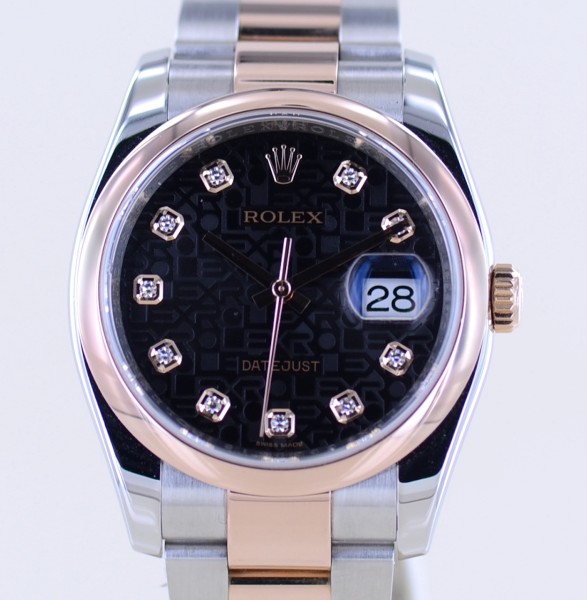 Datejust 116201 Black laser Diamond dial Oysterband Stahl Roségold G-Series