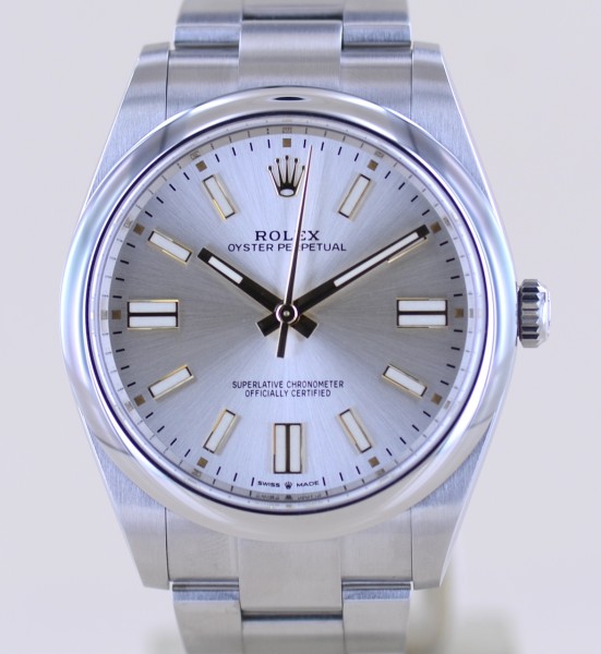 Oyster Perpetual silver Dial Rehaut silber 41mm 124300 B+P