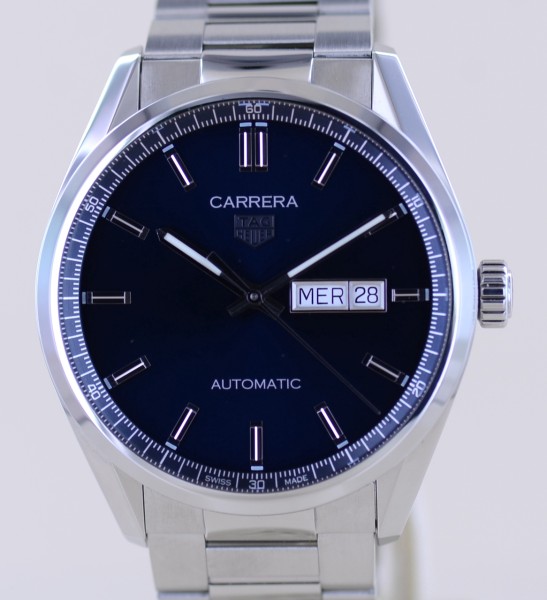 Carrera Date Stahl Blue Dial 41mm Automatic Calibre 5 Stahlband Top B+P
