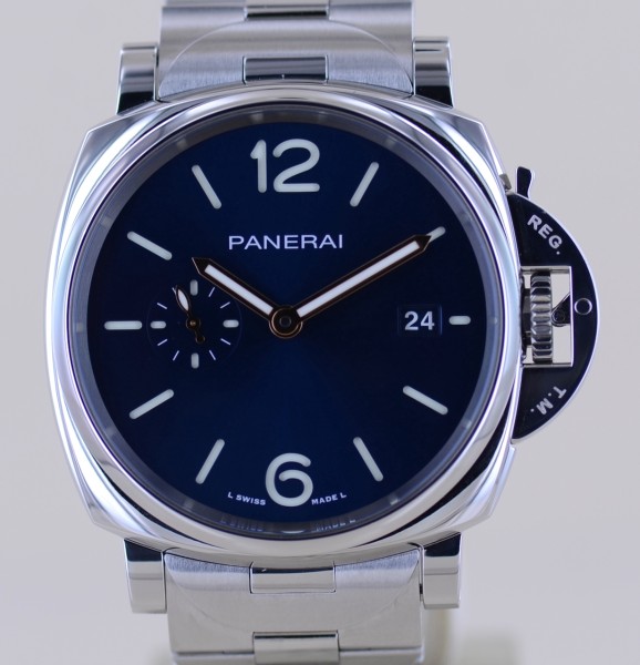 Luminor Due PAM01124 Steel small second Date Blue 42mm B+P