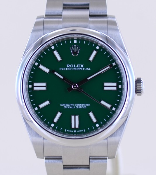 Oyster Perpetual green Dial grün 41mm 124300 Automatic B+P ungetragen